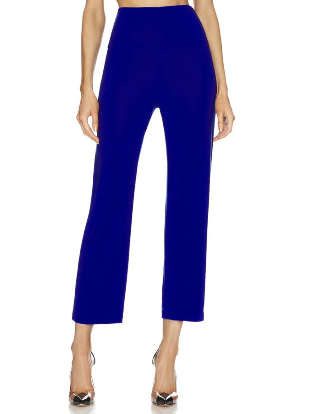 Norma Kamali Pencil Pull-On Pant XS Cobalt Stretch Jersey High Waist Cropped